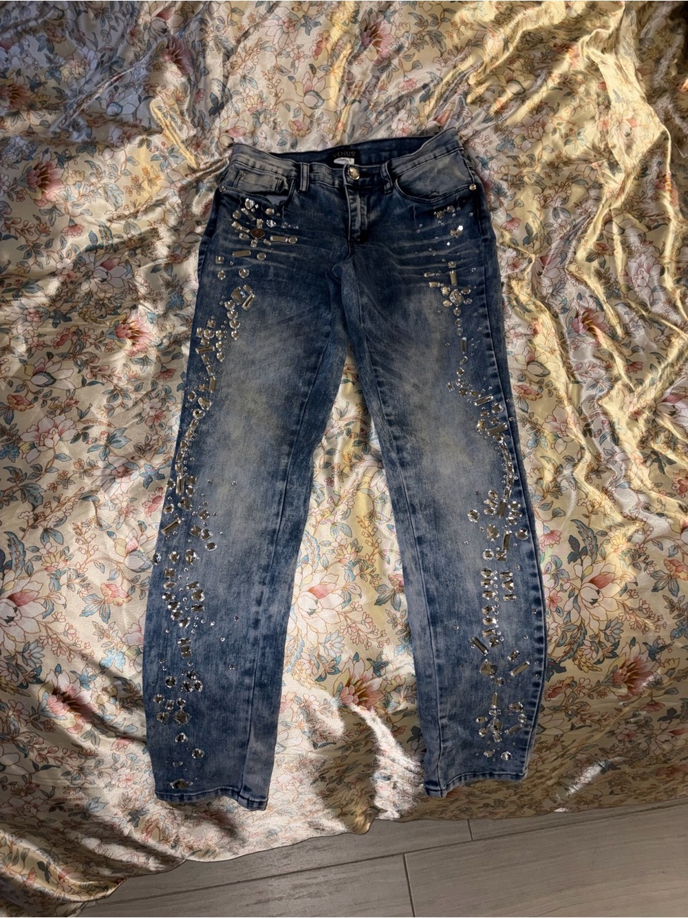 VENUS Embellished Dark Blue Boyfriend Jeans
